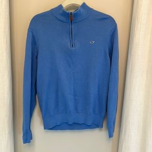 Men's Vineyard Vines 1/4 Zip Blue Pullover Sweater Medium